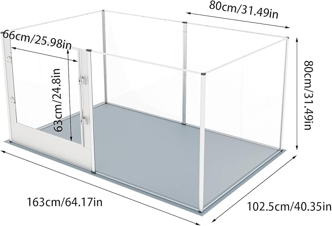 Dog Clear Playpen Fence Kennel: 32" Extra Tall Puppy Birthing Enclosure with Waterproof Fertility Pad - 64"x43" Pet Heavy Duty Play Pin Corral with Transparent View and Lockable Door for Dogs Bunny-PawvioPets