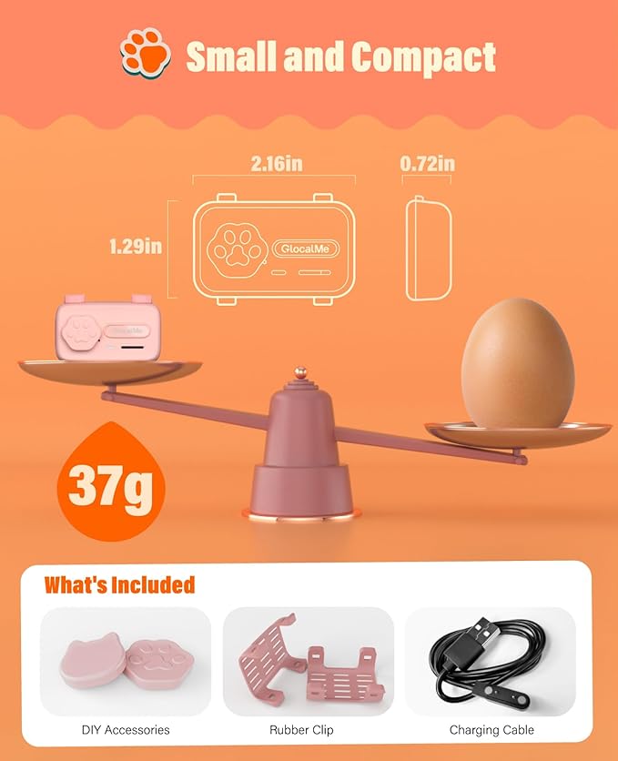 GlocalMe PetPhone for Dog and Cat, Support Play Music and Two-Way Call, Pet Community and AI Health Alerts, Real Time Tracking and Virtual Fence, Unlimited Range Pet GPS Tracker (Pink)-PawvioPets