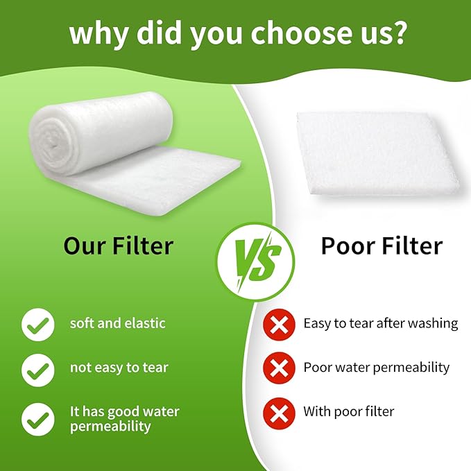 Aquarium Filter Floss for Fish Tank Filters -Micro Fine Multi-Layer Aquarium Filter Pad-Filter Media Roll for Crystal Clear Water Cut to Size 24"x36"x0.13"-PawvioPets