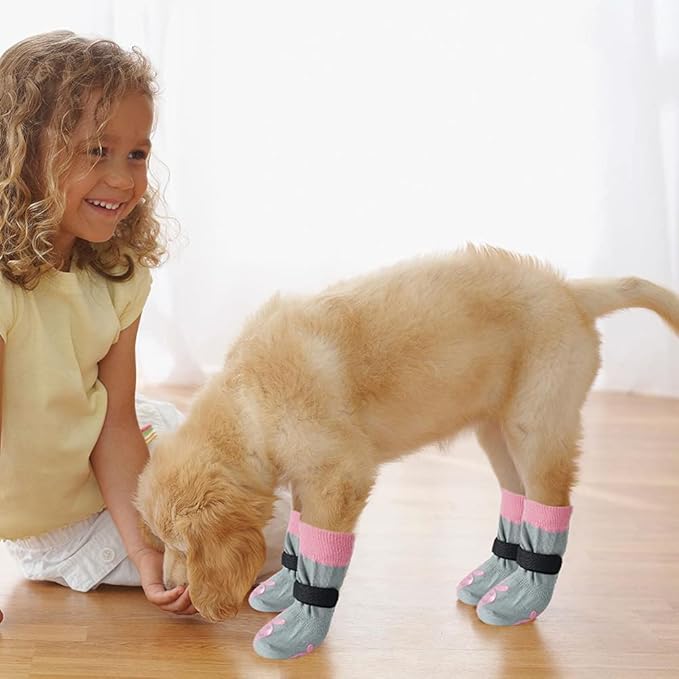BEAUTYZOO Anti-Slip Dog Socks,Dog Shoes for Hot/Cold Pavement,Paw Protectors with Grips 3 Pairs for Puppy Small Medium Large Senior Old Dogs,Dog Socks to Prevent Licking and Hardwood Floor Protection-PawvioPets