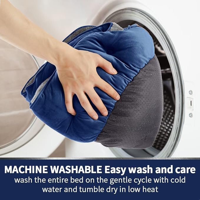 Asvin Medium Dog Bed for Medium Dogs, Large Cat Beds for Indoor Cats, Pet Bed for Puppy and Kitty, Extra Soft & Machine Washable with Anti-Slip & Water-Resistant Oxford Bottom, Blue, 25 inches-PawvioPets