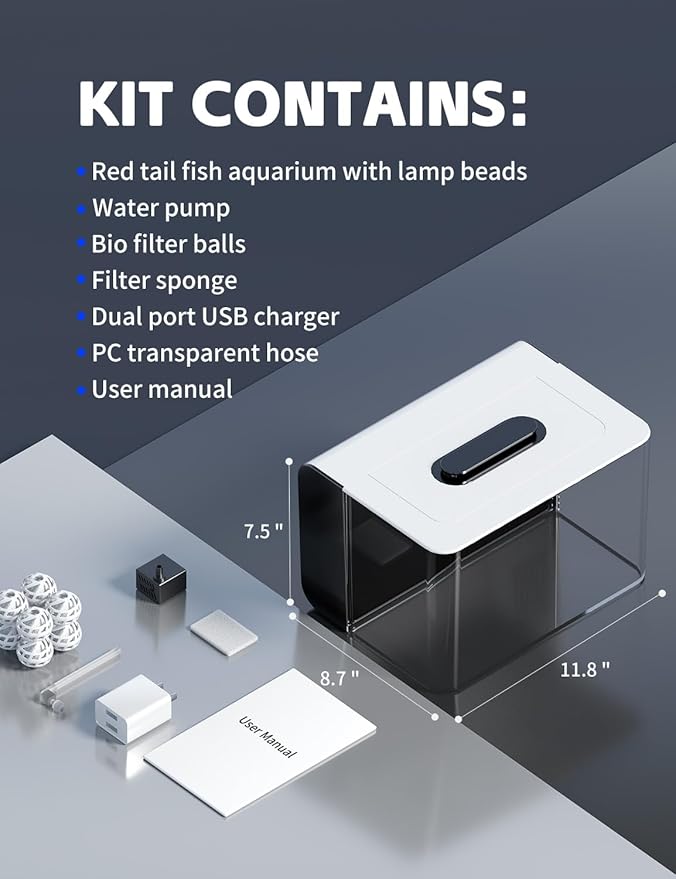 2.5 Gallon Fish Tank Small Aquarium Starter Kit with Hidden Filtration, 3 Color Light, Self Cleaning Nano Tank for Betta, Shrimp, Guppy, Angelfish-PawvioPets