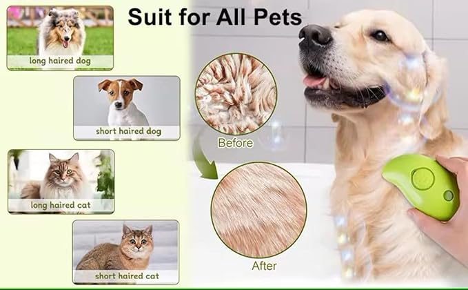 2024 Multifunctional Pet Brush for Detangling and Hair Removal - 3-in-1 Grooming Comb with Massage Function for Cats and Dogs (Khaki)-PawvioPets