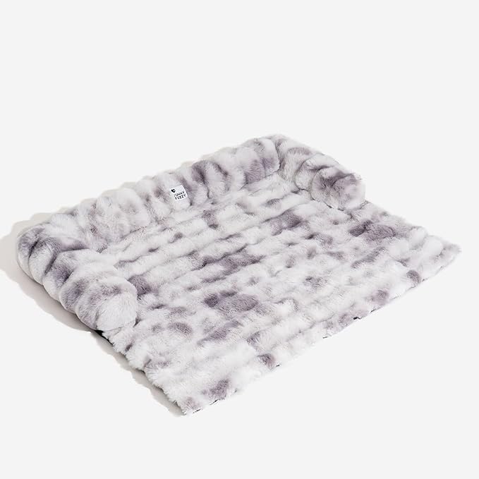 FUNNY FUZZY Pet Fluffy Fuzzy Couch Cover, Calming Washable Dog Bed Sofa Protector Pets Mat for Small Dogs and Cats (Tie-dye Grey,27.56 × 24.02 × 5.51 in)-PawvioPets