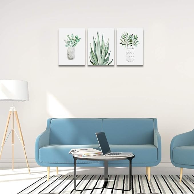 Farmhouse Wall Art Painting For Dining Room Bathroom Abstract Canvas Art Family Wall Decor For Bedroom Kitchen Wall Decoration Living Room Decor Green Leaf Pictures Artwork For Home Walls 3 Piece-PawvioPets