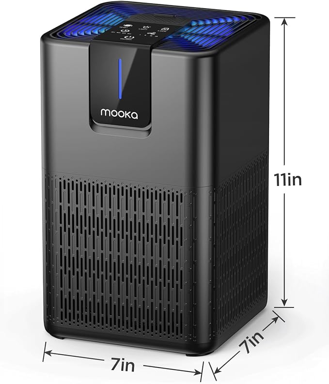 Air Purifiers for Home Large Room Up to 1250 Ft²,MOOKA H13 HEPA Air Purifier for Pets Dust Odor Smoke,Aromatherapy Function,Air Cleaner with 15dB Quiet Sleep Mode for Bedroom Office Living Room,Black-PawvioPets