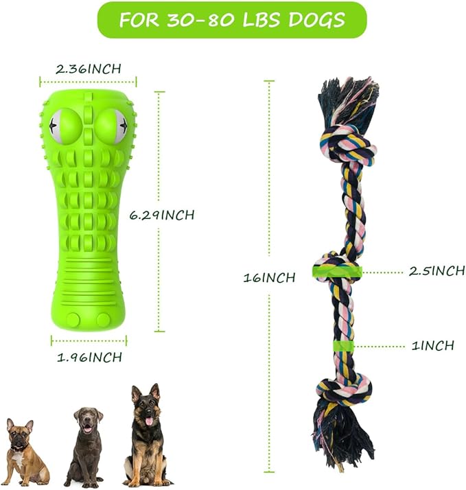 Dog Toys for Aggressive Chewers Large Medium Breed, Indestructible Dog Toothbrush Chew Toys, Squeaky Interactive Tough Extremely Durable, Dogs Toys to Keep Them Busy-PawvioPets