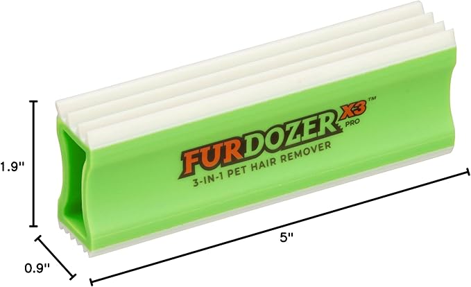 FurDozer X3 PRO Pet Hair Remover & Auto Detailing Tool - Cat & Dog Hair Remover for Carpets, Car Interiors, Couches, Bedding, & Pet Furniture - Reusable Pet Hair Removal Tool for Dog Fur & Lint, 5"-PawvioPets