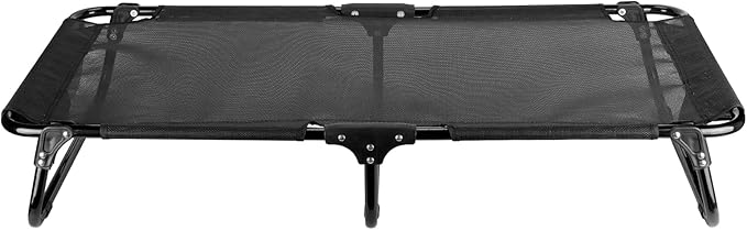 Elevated Dog Bed, Foldable Pet Bed with No Assembly, Cooling Raised Bed with Breathable Mesh, No-Slip Feet Durable Dog Cots Beds for Indoor & Outdoor Use, Black (L:43"x23"x7")-PawvioPets