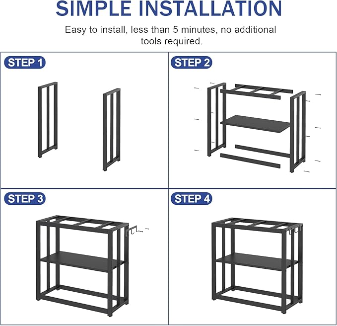 30.7" W x 13" Inch for 20-29 Gallon Long Fish Tank Stand With Storage Shelf, Aquarium Stand With Hooks,Heavy Duty Metal Turtle Reptile Tank Stand, Easy Assemble-PawvioPets