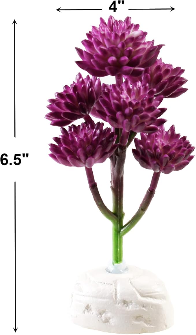AQUANEAT Terrarium Plant, Fake Reptile Plant for Amphibian Habitat, 6.5 inch Tall Purple-PawvioPets