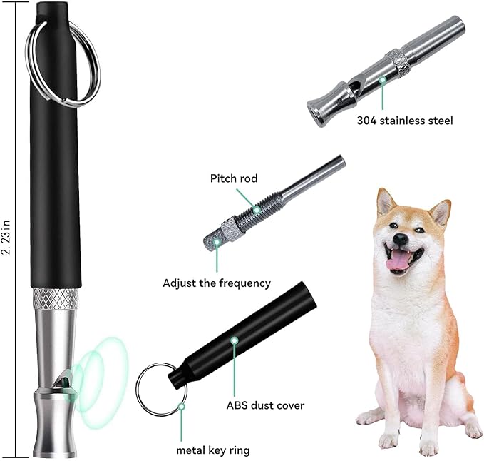 3 Pack Dog Whistle to Stop Barking Neighbors Dog - Adjustable Ultrasonic Silent Dog Whistle for Professional Training & Bark Control, with Lanyard (Black/White) - Effective Recall & Long Range-PawvioPets