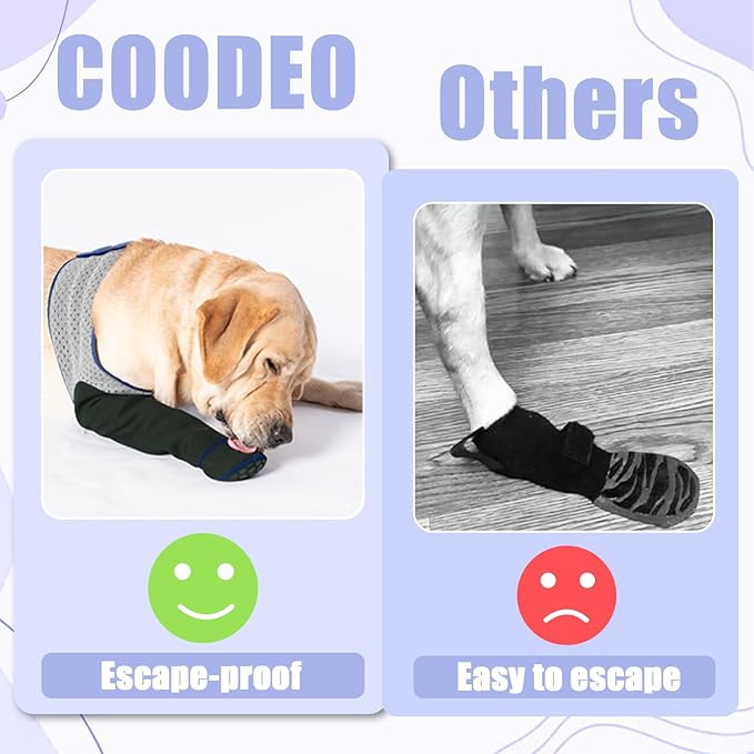 COODEO Dog Socks to Prevent Licking Paws, Healing Boots & Paw Protectors with Non-Slip Bottoms for Wound Protection, Waterproof Sleeve Shoes for Licking(Grey,3XL_Left-PawvioPets