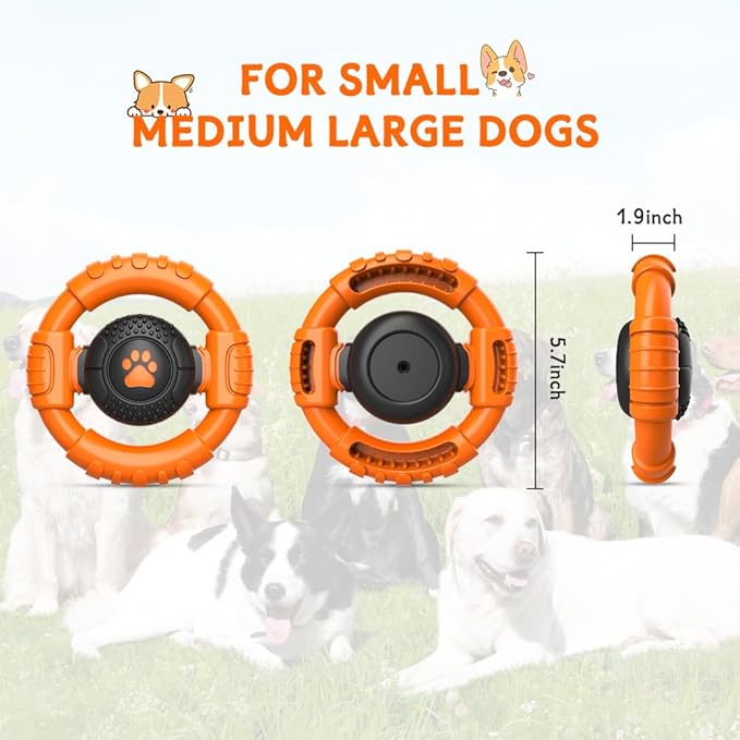 Dog Toys for Aggressive Chewers Large Medium Small Breed Indestructible Durable Tough Squeaky Dog Chew Toys to Keep Them Busy Nylon Rubber Interactive Dog Toys-PawvioPets