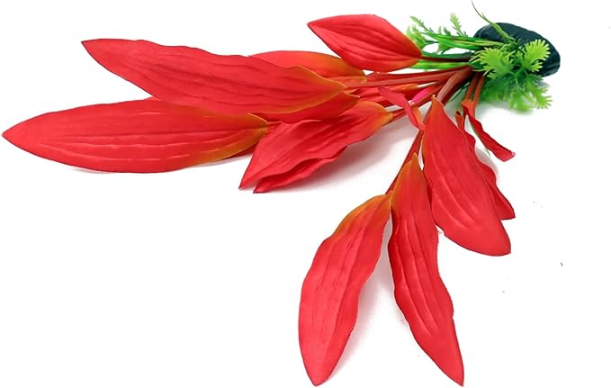 ALEGI Silk Aquarium Plants, 12 Inch Artificial Silk Plants Decorations for Fish Tank,Aquarium Décor Plastic Plants (Red, 2 Pack)-PawvioPets