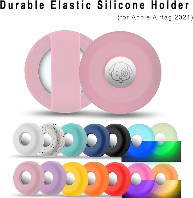 Airtag Holder for Dog Collar, Cibaabo Silicone Air Tag Case Cover Compatible with Apple Airtags for 0.8-1.2inch Cat Pet Collar Harness Loop-PawvioPets