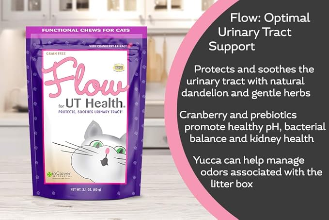 Flow Soft Chews for Daily Support for UT Health in Cats, Scientifically Formulated with Natural Ingredients for a Healthy Urinary Tract. 2.1oz. (60gm)-PawvioPets
