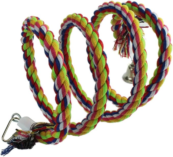 2pcs 63in Bird Perch Rope Bungee Parrot Toy - Pure Natural Cage Chewing Toy-PawvioPets