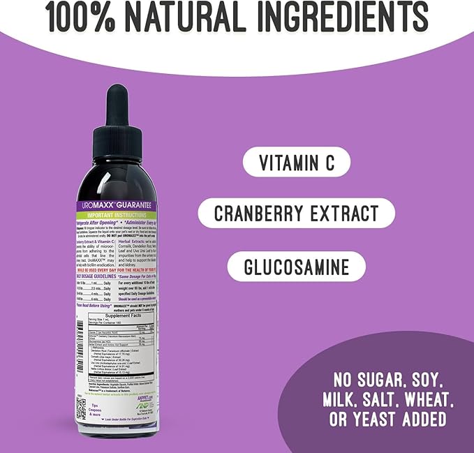 Cat & Dog Urinary Tract Treatment, Bladder & Kidney Support for Dogs and Cats, Powerful Yet Gentle Pet Care, with Liquid Cranberry & Glucosamine, Salmon Flavor, 6 oz Bottle, 2 Pack-PawvioPets