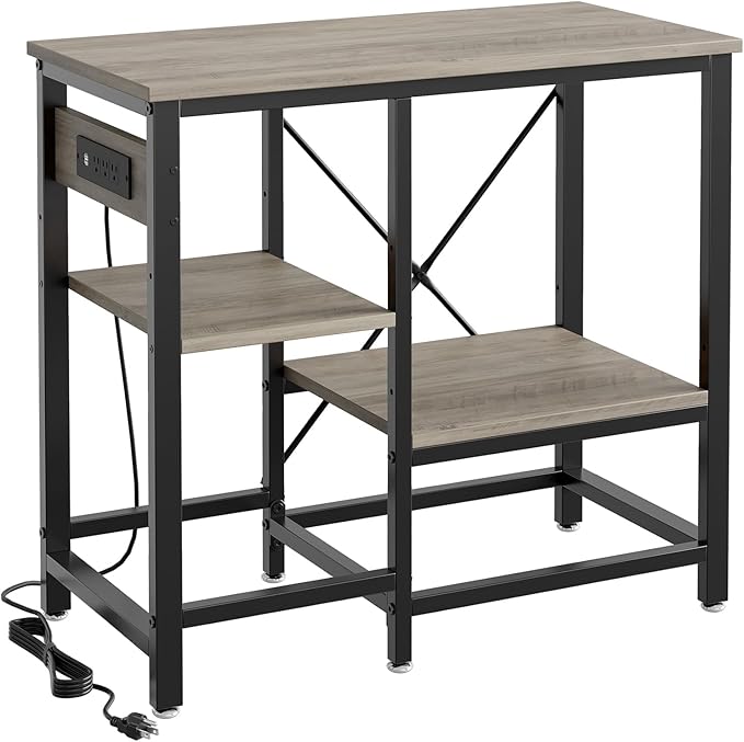 20-29 Gallon Fish Tank Stand with Power Outlets, 30.7 x 13.8 Metal Aquarium Stand with 3-Tiers Adjustable Storage Shelves, 6-Legs Reptile Terrarium Stand, 400 LBs-PawvioPets