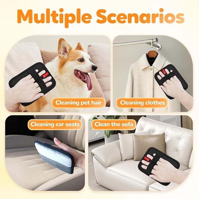 2 Upgraded Thickened Electrostatic Pet Hair Removal Gloves Brush,2025 New Reusable Cat Dog Hair Remover Grooming Gloves,Double Sided Washable Static Animal Fur Removal Tool for Couch,Carpet, Clothes-PawvioPets