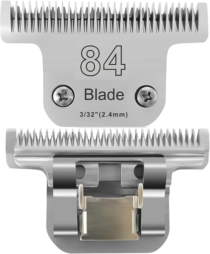 2PCS T84 Blade Dog Grooming Replacement Blades Compatible with Andis Dog Clippers,Dog Clipper Blades Compatible with Wahl KM-10 Series Clippers, Oster A5,Size-T-84 3/32-Inch Cut Length-PawvioPets