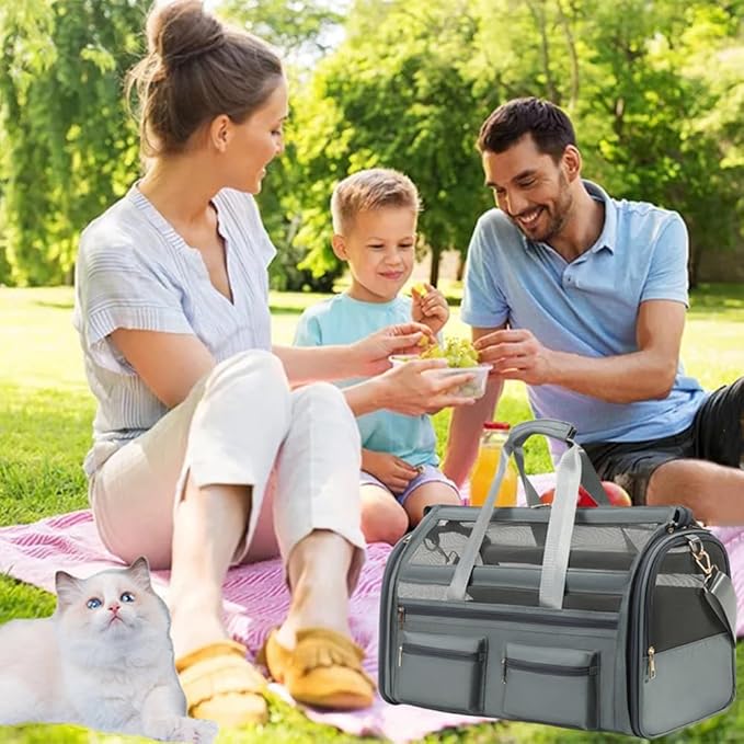 Cat Carrier Bag,Soft Sided Ventilated Pet Carrier for Small Dog Airline Approved Travel Puppy Carrier with Breathable Mesh, Foldable Portable for Outdoor Car-PawvioPets