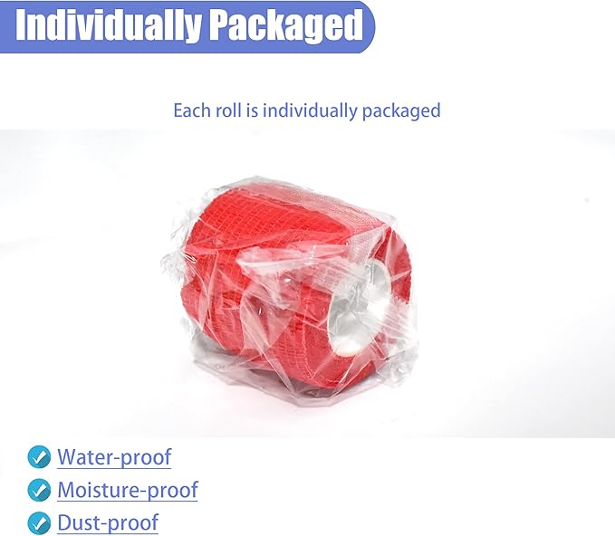 9 Pack 2" x 5 Yards Self Adhesive Bandage Wrap Self Stick Wrap for Ankle, Wrist, Finger, Sports, Breathable Cohesive Vet Tape for Pets (Red)-PawvioPets