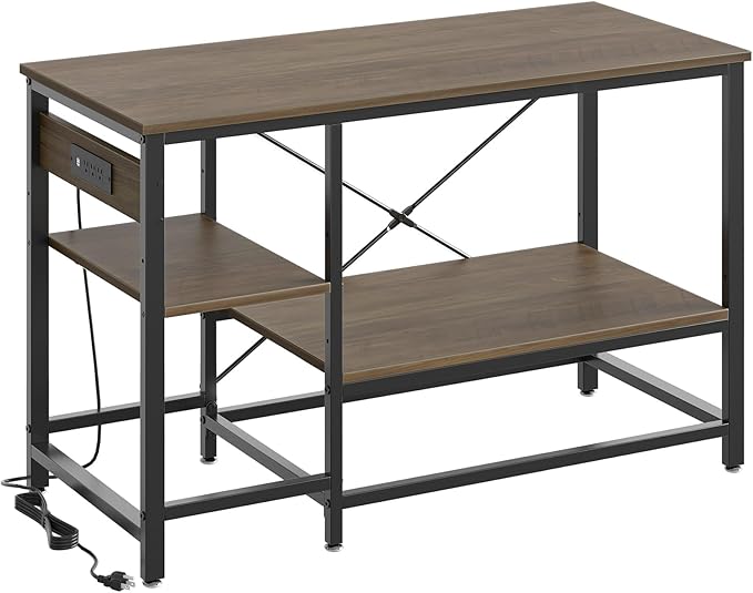 55 Gallon Fish Tank Stand with Charging Station, 49.2x13.8 Metal Aquarium Stand with 3-Tiers Adjustable Storage Shelves, 6-Legs Reptile Terrarium Stand, 700 LBs-PawvioPets