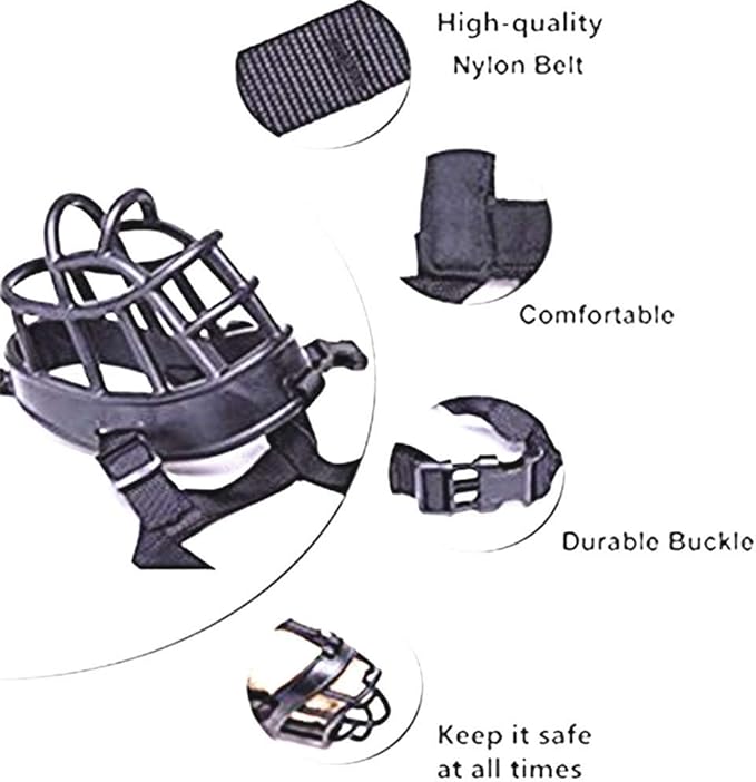 Basket Dog Muzzles-Soft Adjustable Breathable Mask Anti Biting Chewing Barking Training Dog Muzzle for Small Medium Large Dogs (Black, 6: Snout 15-17")-PawvioPets