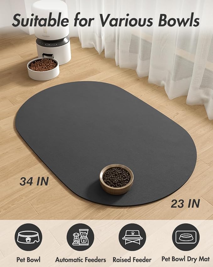Absorbent Dog Food Mat-Dog Mat for Food and Water Bowl, Quick Dry Pet Food Mat, No Stains Cat Feeding mat, Pet Accessories Pet Supplies Mat-Cat Water Bowl Mat for Messy Drinkers-PawvioPets