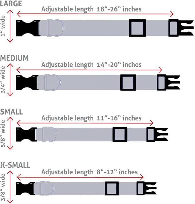 GoTags Dog Collars, Durable Solid Nylon Dog Collars in 5 Color Options and 4 Adjustable Sizes for Puppy and Dogs Extra Small, Small, Medium or Large-PawvioPets