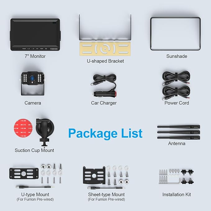 Fookoo HD 1080P 7-inch Wireless Backup Camera for Furrion RV, 7" Split Screen Monitor Plug-Play Easy Setup Rear View Camera DIY Guide Lines Waterproof for Truck RV Trailer Camper Motorhome - DW70101-PawvioPets