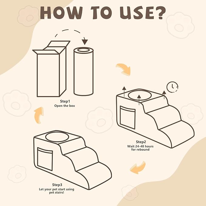 Dog Stairs, Dog Stairs for Small Dogs, 3-Step Pet Stairs, Dog Steps for Bed, Dog ramp, pet Stairs for high beds, Old Dog pet Steps, Non-Slip Pet Step Indoor, Grey-PawvioPets