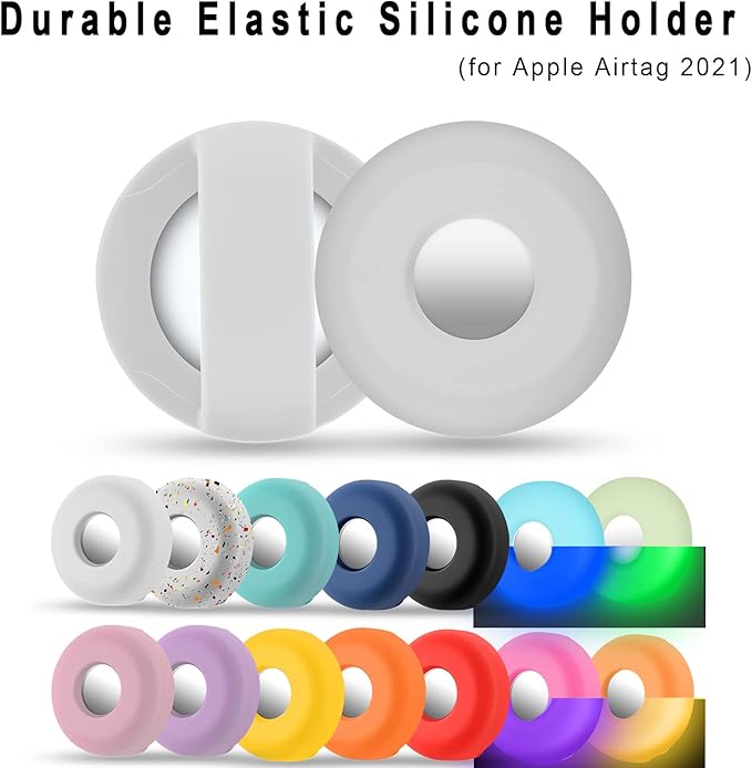 Airtag Holder for Dog Collar, Cibaabo Silicone Air Tag Case Cover Compatible with Apple Airtags for 0.8-1.2inch Cat Pet Collar Harness Loop-PawvioPets