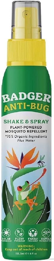 Badger Bug Spray, Family Friendly All Natural Mosquito Repellent w/Organic Essential Oils, Great Smelling Citronella Spray, Effective for 3 Hours, Deet-Free Vegan Plant Based Insect Repellent 4 fl oz-PawvioPets