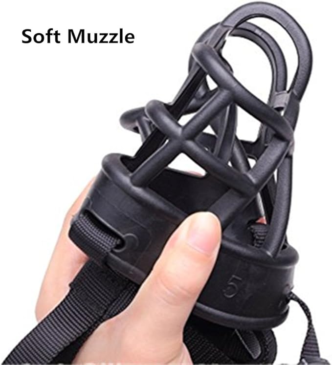 Basket Dog Muzzles-Soft Adjustable Breathable Mask Anti Biting Chewing Barking Training Dog Muzzle for Small Medium Large Dogs (Black, 5: Snout 11-14.9")-PawvioPets