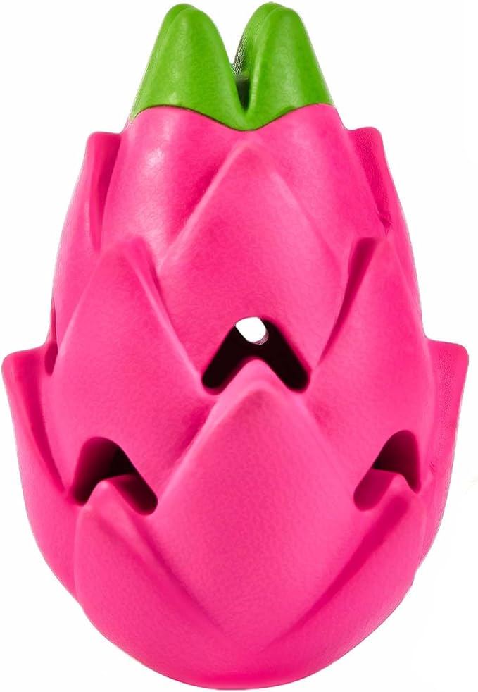 AUSCAT Dog Treat Dispensing Toys, Dispensing Puzzle Dog Toy for Aggressive Chewers, Rubber Dog Treat Dispenser, Interactive Stimulation Dog Food Toys, Pitaya Shape-PawvioPets
