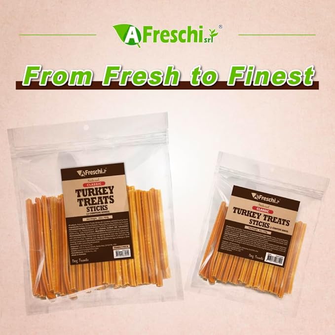 Afreschi Turkey β-Carotene Stick Dog Treats – 6 oz, USA-Sourced Trukey, All-Natural, Hypoallergenic, Low-Fat, Healthy & Easily Digestible, Puppy & Training Snack-PawvioPets