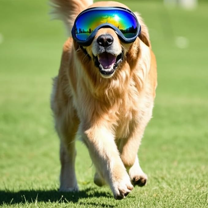 Dog Goggles for Large Breeds Anti-UV Sunglasses for Medium to Large Dogs, Windproof, Dustproof, Snowproof Eye Protection, Soft Frame Pet Goggles for Outdoor Activities (Colored Lens)-PawvioPets
