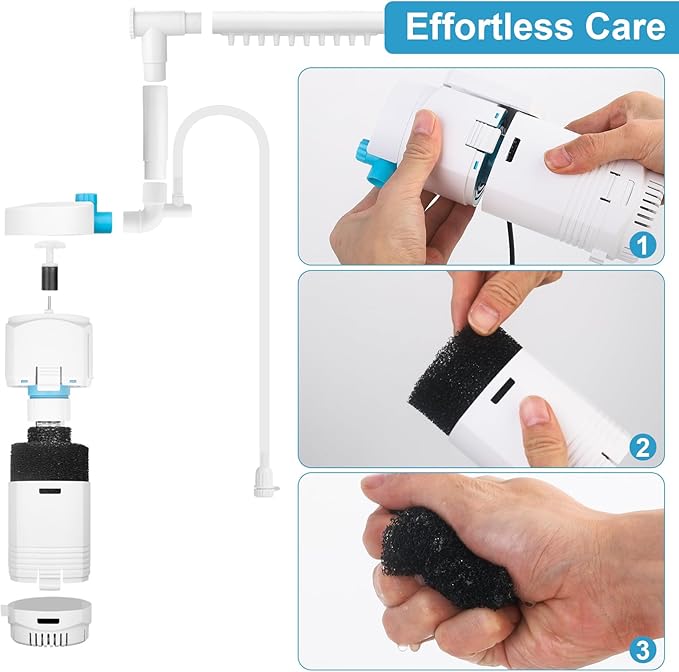 Aquarium Filter with U-V Light & Timer for 4–40 Gallon Fish Tanks, Submersible Internal Filter with Flow Control, Sponge Filtration & Aeration, Quiet Power Pump for Freshwater Saltwater Tanks-PawvioPets