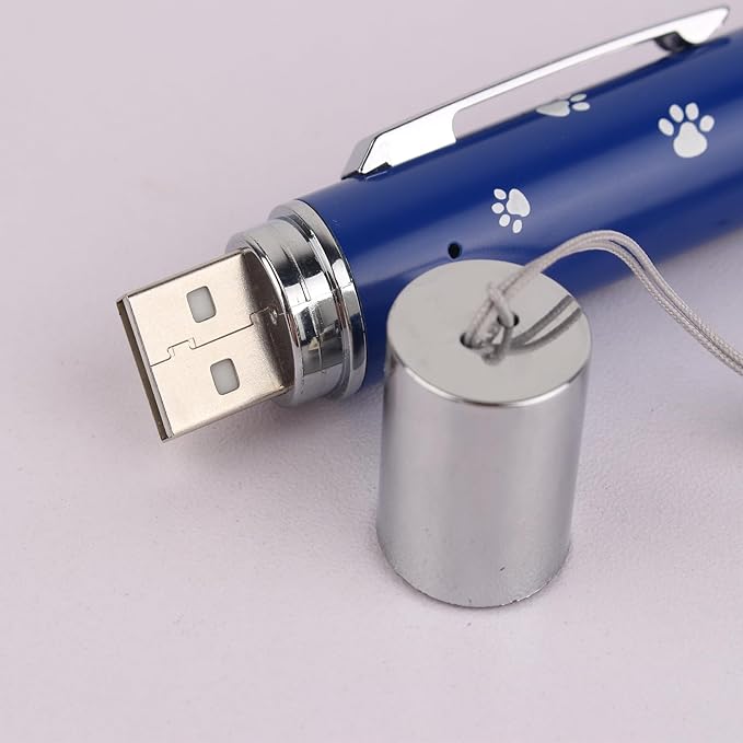 EAWONGEE Rechargeable Cat Toys - Indoor/Outdoor Cats Chase Light Toy for Kitty & Dog with 3 Light Modes, 5 Patterns, Blue-PawvioPets