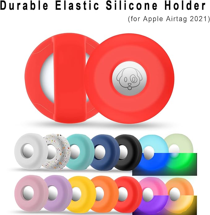 Airtag Holder for Dog Collar, Cibaabo Silicone Air Tag Case Cover Compatible with Apple Airtags for 0.8-1.2inch Cat Pet Collar Harness Loop-PawvioPets