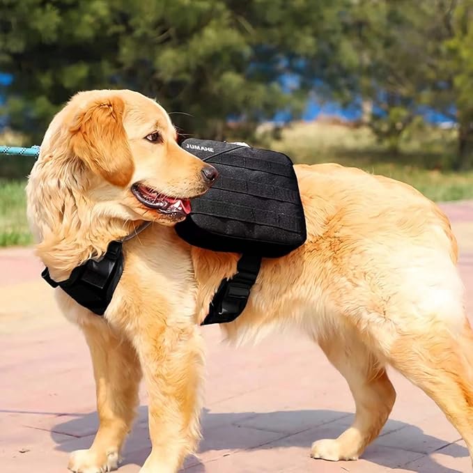 BYGD Dog Backpack for Hiking and Camping,Waterproof Lightweight Dog Hiking Backpack Harness with 2 Big Side Pockets Detachable Adjustable, Dog Saddle Bag for Large Dogs Walking Outdoor(X,XL Black)-PawvioPets