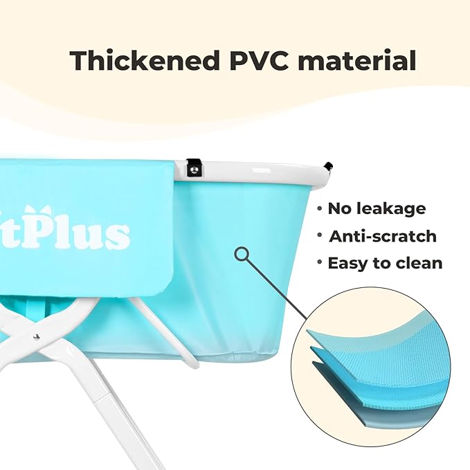 Elevated Portable Dog Bathtub, 5 Height Adjustable Dog Washing Station for Pet Shower and Grooming Foldable Bathing Tub with Storage & Anti-Slip Design for Small Large Dogs Cats-PawvioPets