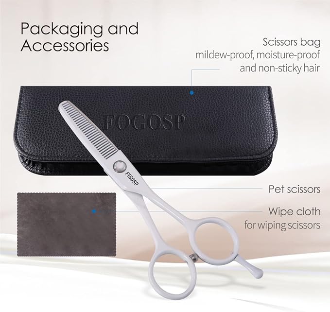 5 in Thinning Shears for Dogs Grooming Face for Small Dogs Eyes Face Paw Professional Small Cat Grooming Scissors(5" Blender,White)-PawvioPets