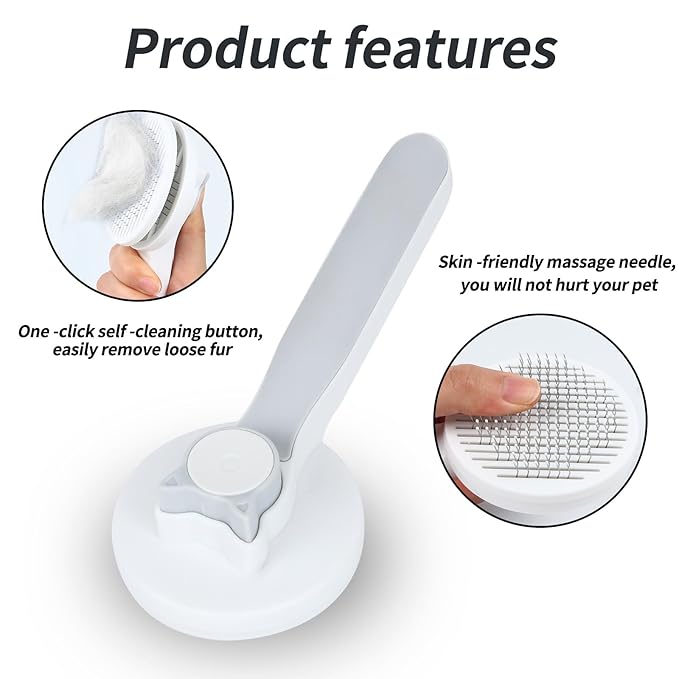 2PCS Pet Grooming Kit,Cat Brushes、Cat Nail Clipper,Cat Grooming Brush for Sedding and Grooming Fur(Grey)-PawvioPets