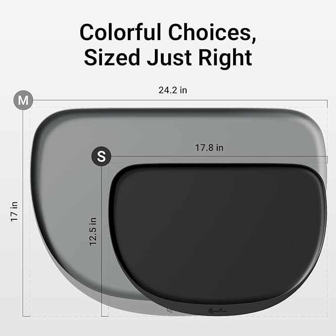 DownyPaws Dog Food Mats for Floors Waterproof, BPA Free Silcone Dog Bowl Mat, Non-Slip Pet Feeding Mat with High Raised Edge, Cat Placemat for Messy Drinkers, 24"×17", Light Gray-PawvioPets