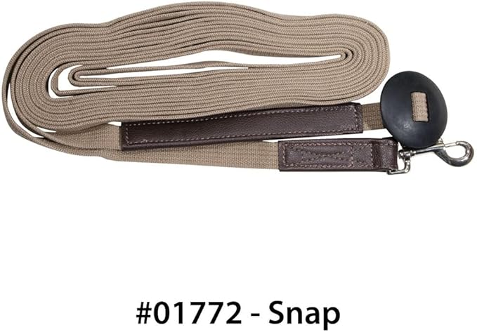 Dura-Tech German Web Cord Lunge Line for Horses | Soft Grip Ribbed Webbing | Lightweight & Durable | Nickel-Plated Snap or Chain Options | Lunch Line with Swivel End and Snap-PawvioPets