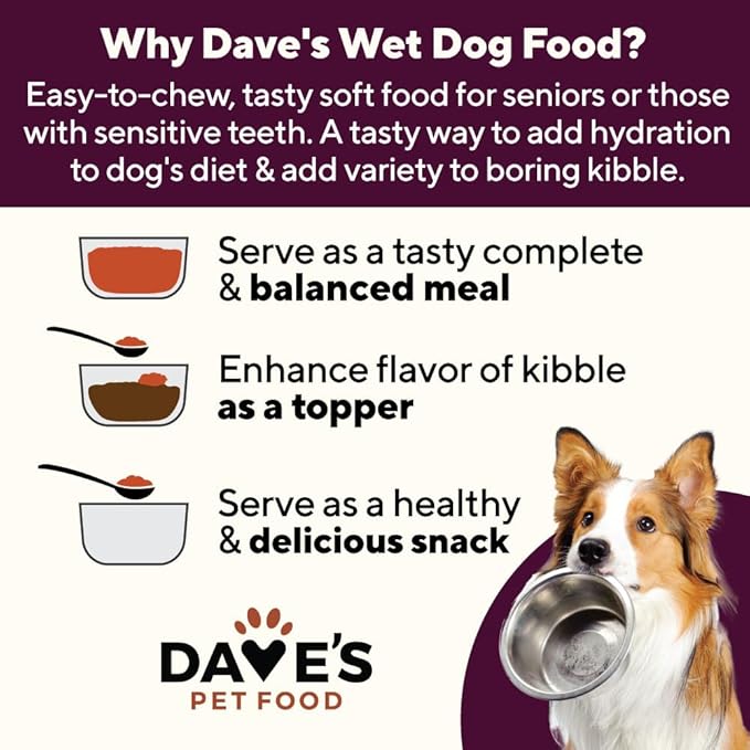 Dave's Pet Food Glucosamine Chondroitin for Dogs, Hip and Joint Support, Gluten-Free, Wet Senior Dog Food, 13.2 oz (Case of 12)-PawvioPets